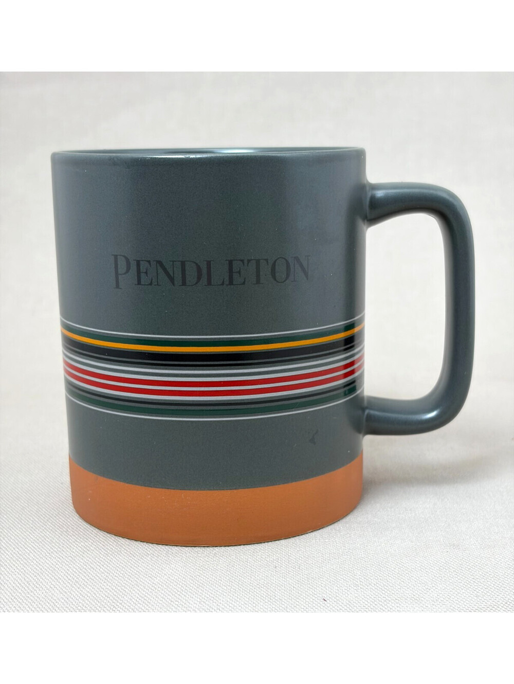 Pendleton Woolen Mills Yakima Camp Stripe Mug Charcoal Gray Clay Base 18oz